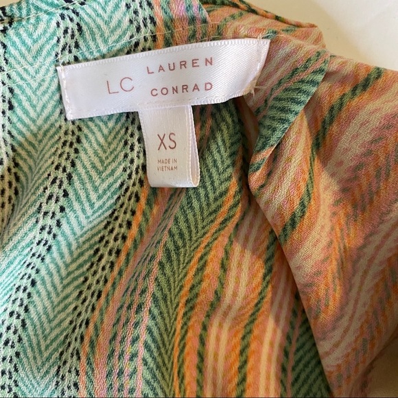 Lauren Conrad Dress Green Peach Striped - XS - Picture 3 of 6